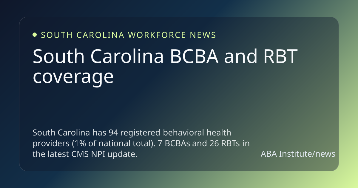 South Carolina Behavioral Health News - Weekly BCBA and RBT Updates ...